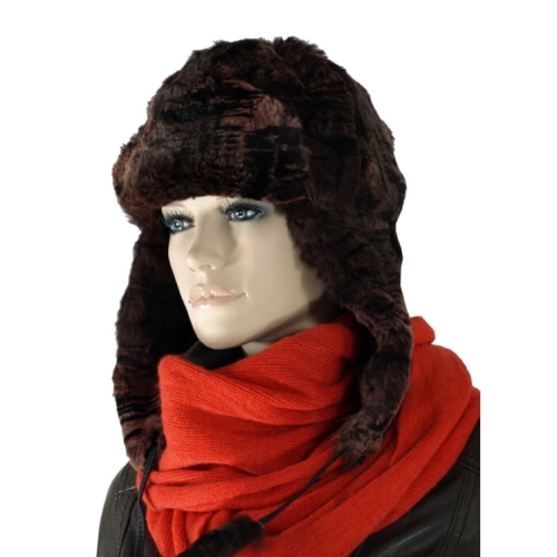 CZAPKA USZATKA z futra królika GENA GE-01-RO Syberia