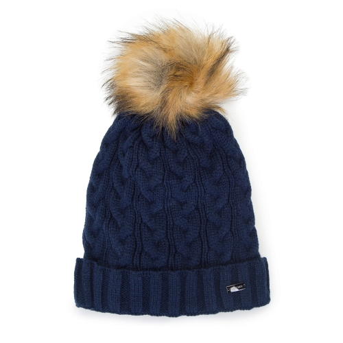 Granatowa czapka damska z warkoczami WITTCHEN 93-HF-014-7