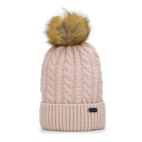 Czapka damska z pomponem z futerka WITTCHEN 93-HF-019-9