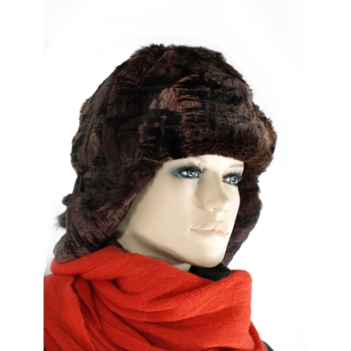 CZAPKA USZATKA z futra królika GENA GE-01-RO Syberia