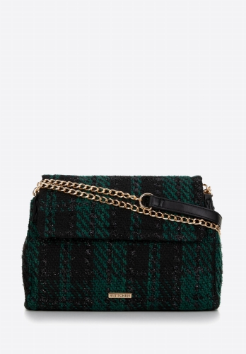 Czarno-zielona listonoszka z tkaniny bouclé WITTCHEN 99-4Y-413-1Z