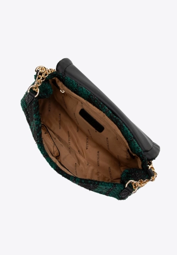 Czarno-zielona listonoszka z tkaniny bouclé WITTCHEN 99-4Y-413-1Z