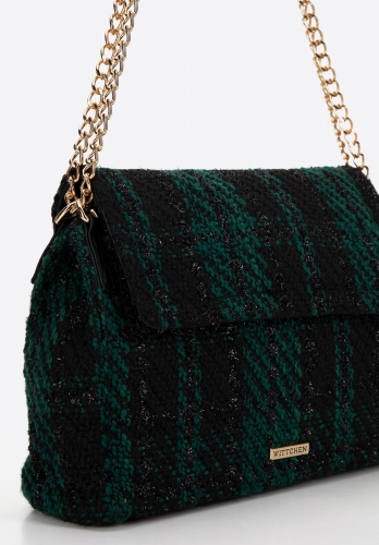 Czarno-zielona listonoszka z tkaniny bouclé WITTCHEN 99-4Y-413-1Z