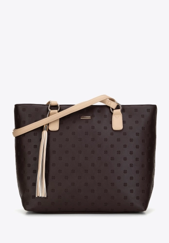 Brązowo-beżowa shopperka z monogramem WITTCHEN 99-4Y-207-4