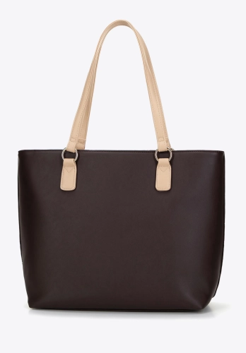 Brązowo-beżowa shopperka z monogramem WITTCHEN 99-4Y-207-4