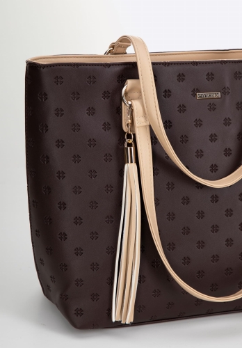 Brązowo-beżowa shopperka z monogramem WITTCHEN 99-4Y-207-4