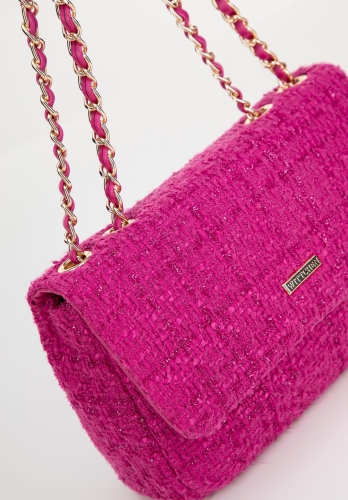 Różowa minitorebka z tkaniny bouclé WITTCHEN 99-4Y-424-P