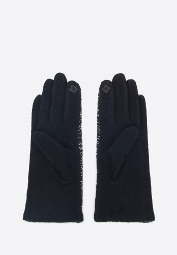 Czarno-białe rękawiczki damskie z tkaniny bouclé WITTCHEN 47-6A-005-1X-U