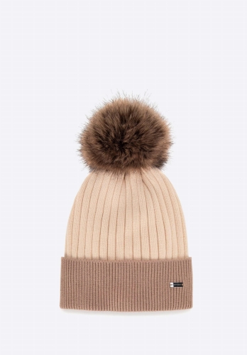 Czapka damska z puszystym pomponem WITTCHEN 99-HF-030-4