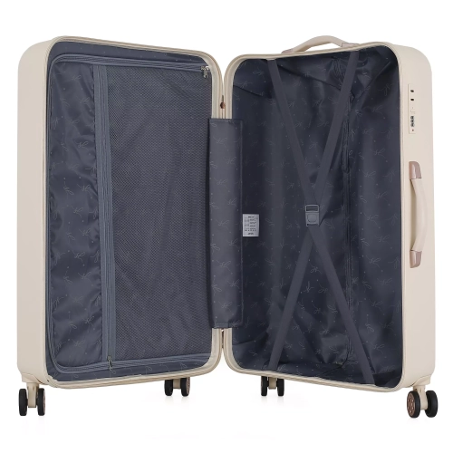 Duża walizka podróżna 28" ABS  Semi Line T5791-3 ecru