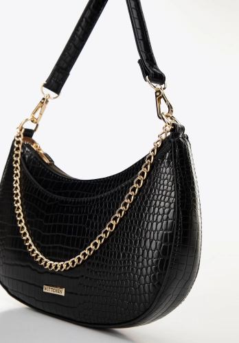 Damska torebka bagietka z ekoskóry croco z łańcuszkiem WITTCHEN 29-4Y-605-1G