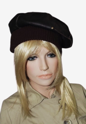 Beret skórzany GENA GE-B13-BR2