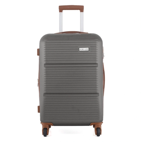 Średnia twarda walizka 24” ABS Semi LineT5711-2 poszerzana grafitowa