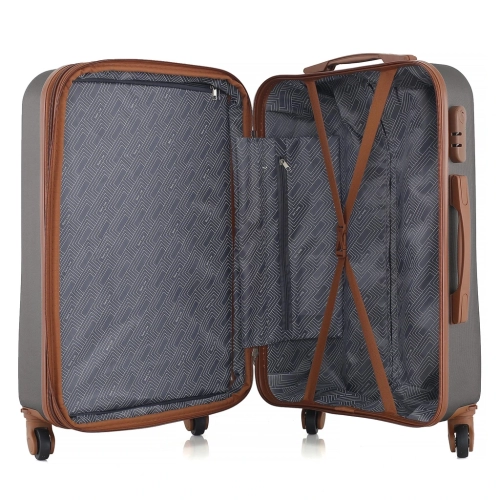 Średnia twarda walizka 24” ABS Semi LineT5711-2 poszerzana grafitowa