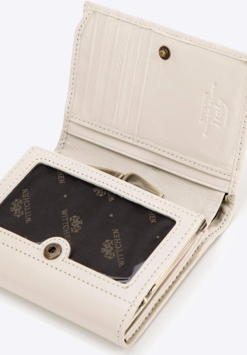 Skórzana kremowa portmonetka damska z ochroną RFID WITTCHEN 21-1-070-9L