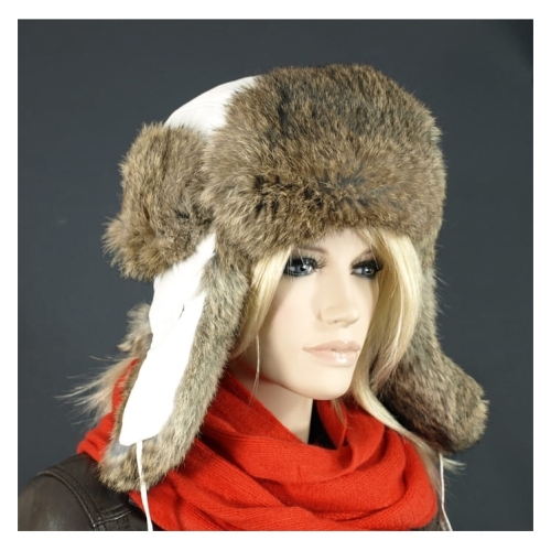 Futrzana czapka uszatka GENA GE-L20-BI