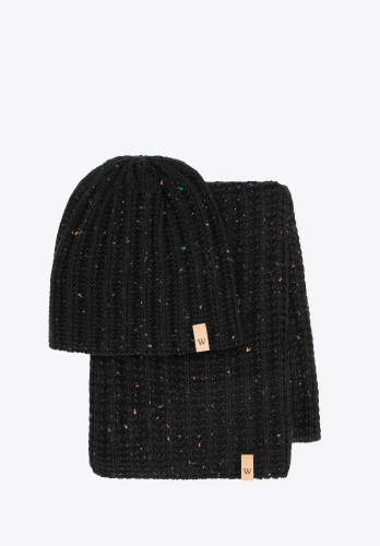 Ciepły komplet unisex czapka i szalik WITTCHEN 101-SF-003-1 czarny