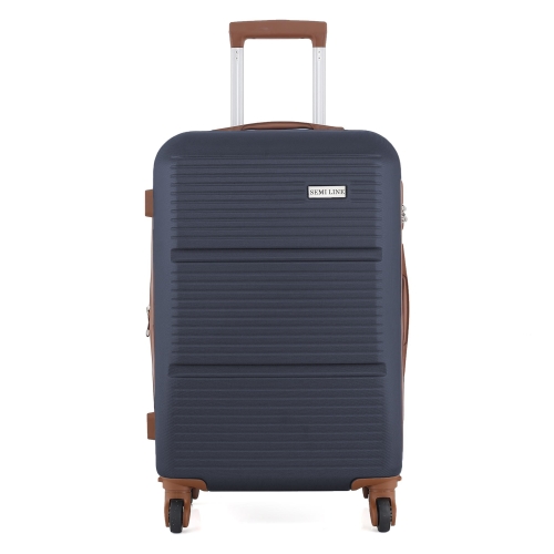 Średnia twarda walizka 24” ABS Semi Line T5713-2  poszerzana granatowa