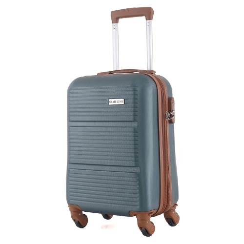 Mała twarda walizka 20” ABS Semi Line T5712-1 poszerzana ciemna zielona