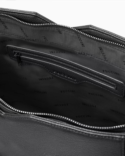 Czarna shopperka damska PUCCINI BML053D-1 A4 z wycięciami