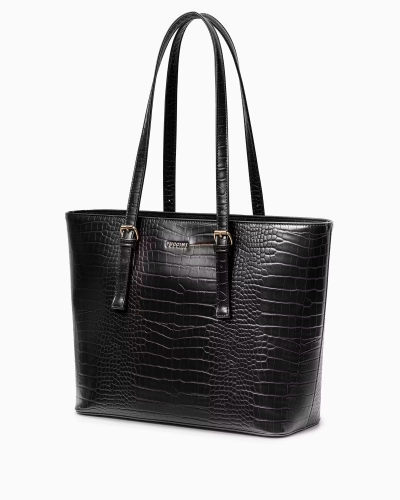 Shopperka z ekoskóry crocco PUCCINI BML054D-1 czarna A4