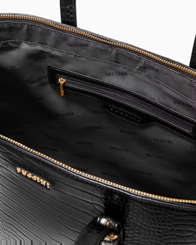 Shopperka z ekoskóry crocco PUCCINI BML054D-1 czarna A4