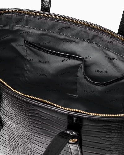 Shopperka z ekoskóry crocco PUCCINI BML054D-1 czarna A4
