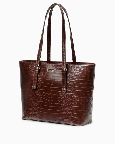 Shopperka z ekoskóry crocco PUCCINI BML054D-2 brązowa A4