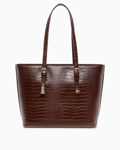 Shopperka z ekoskóry crocco PUCCINI BML054D-2 brązowa A4