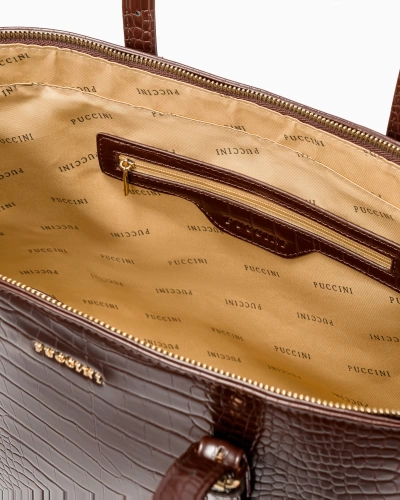 Shopperka z ekoskóry crocco PUCCINI BML054D-2 brązowa A4