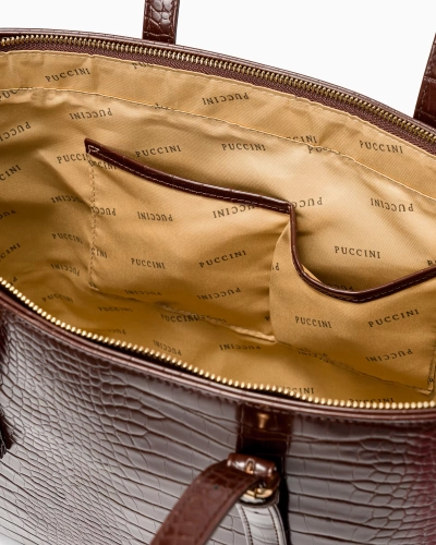 Shopperka z ekoskóry crocco PUCCINI BML054D-2 brązowa A4