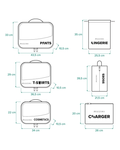 Zestaw organizerów podróżnych PUCCINI TO231-3C 6-częściowy różowy