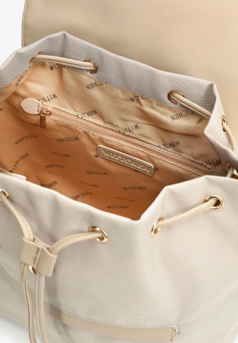 Plecak damski z klapką WITTCHEN 102-4Y-403-0 kremowy A4