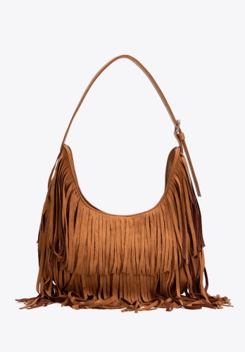 Torebka damska z frędzlami WITTCHEN 102-4Y-409-5 boho brązowa