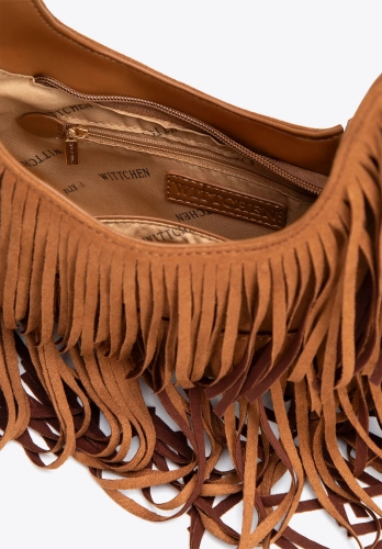 Torebka damska z frędzlami WITTCHEN 102-4Y-409-5 boho brązowa