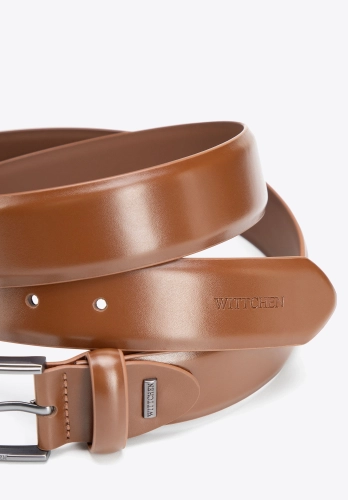 Klasyczny pasek męski skóra naturalna z metalową klamrą WITTCHEN 102-8M-015-1 brązowy