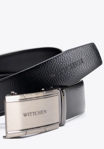 Skórzany pasek męski WITTCHEN 102-8M-016-1 z elegancką klamrą automatyczną czarny