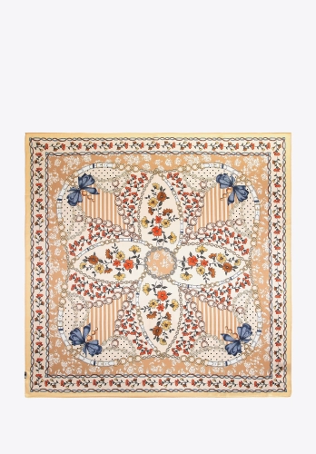 Jedwabna chusta damska WITTCHEN 103-7D-S02-X1 w kwiaty beżowa