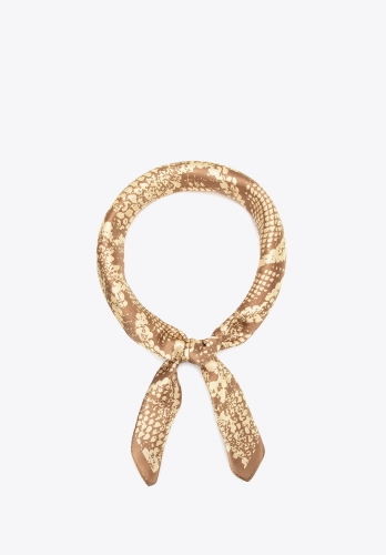 Jedwabna chusta damska WITTHEN 103-7D-S02-X4 motyw węża beżowa