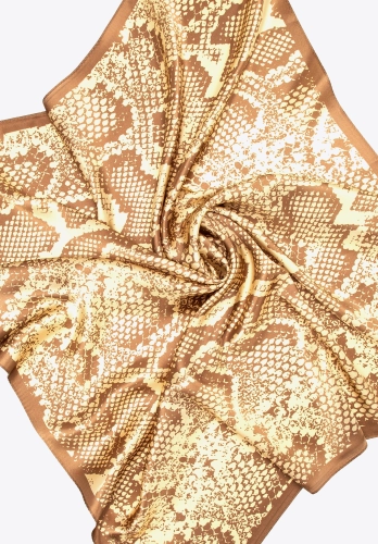 Jedwabna chusta damska WITTHEN 103-7D-S02-X4 motyw węża beżowa