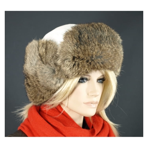 Futrzana czapka uszatka GENA GE-L20-BI